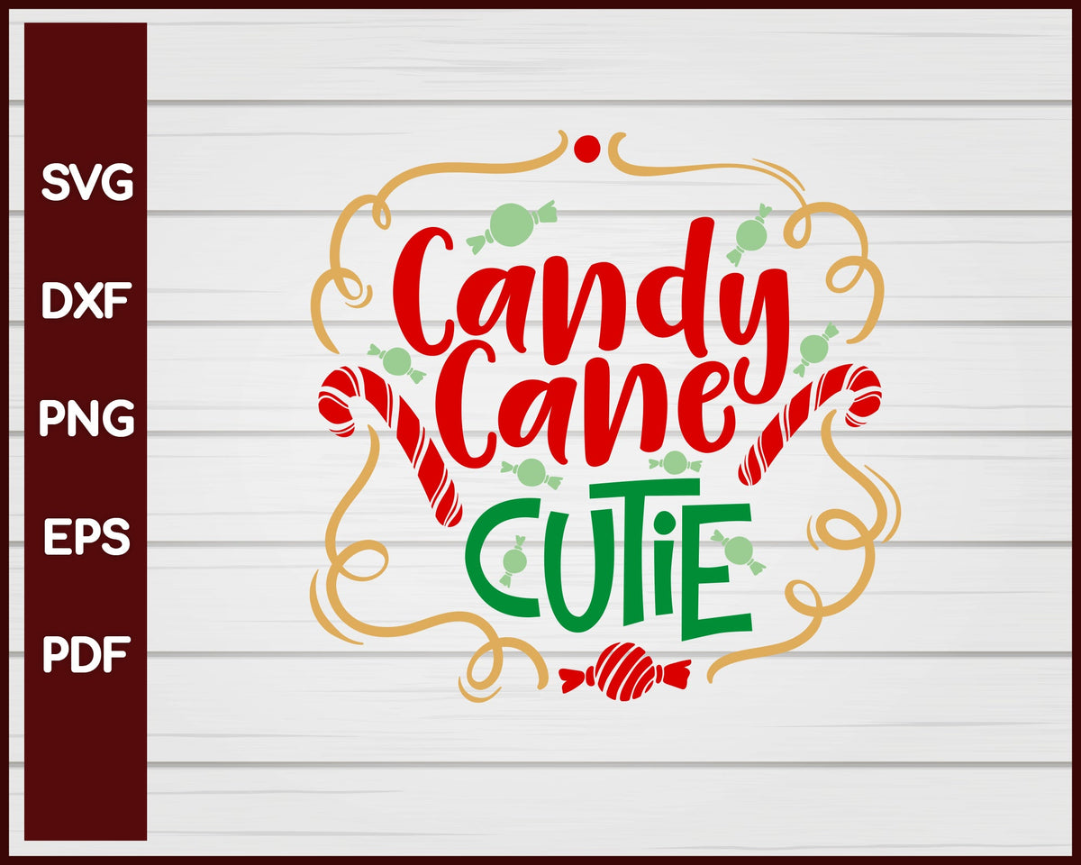 Candy Cane Cutie Christmas svg Cut File For Cricut Silhouette eps png dxf Printable Files