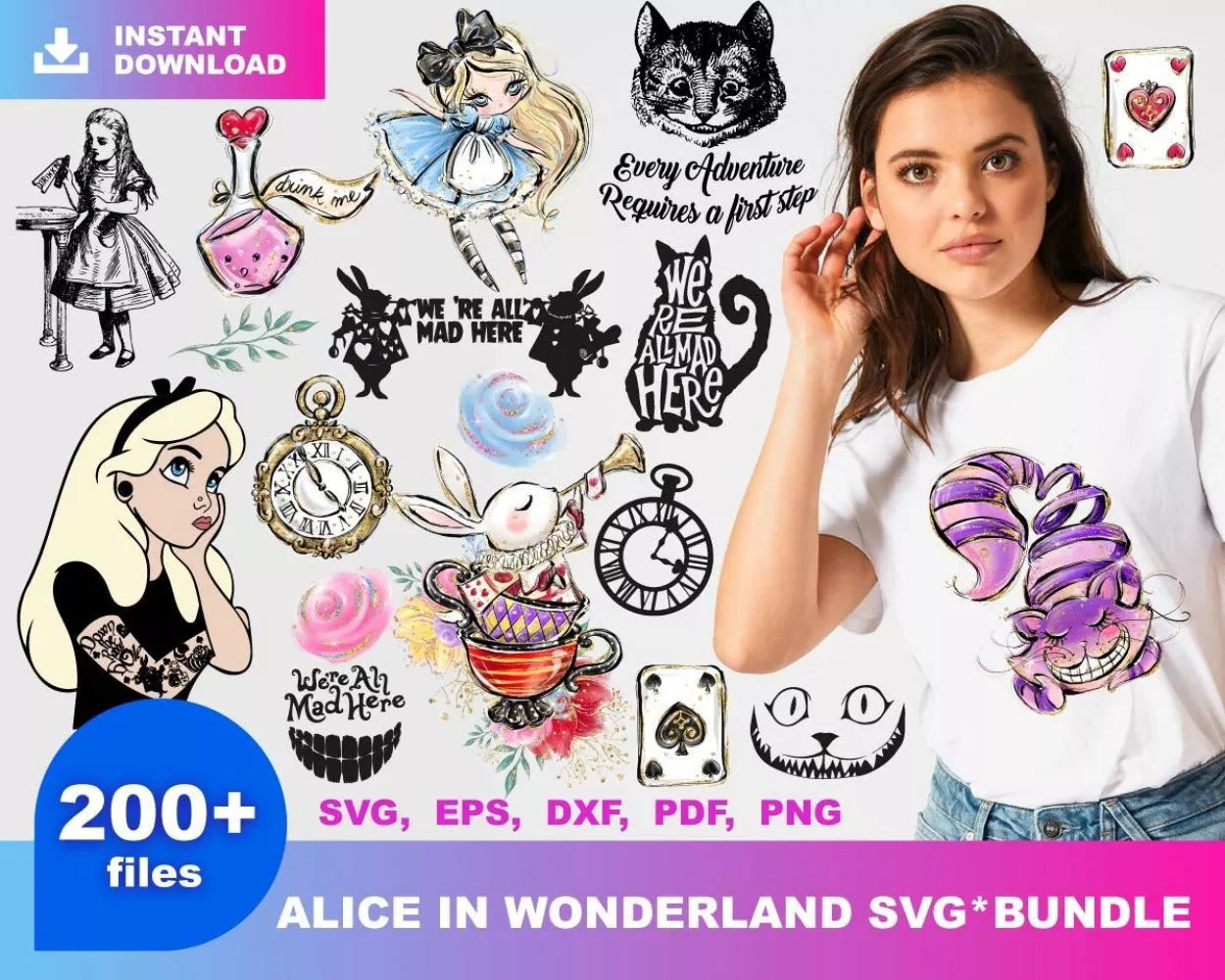 Alice In Wonderland Clipart Bundle, PNG & SVG Cut Files for Cricut & S ...