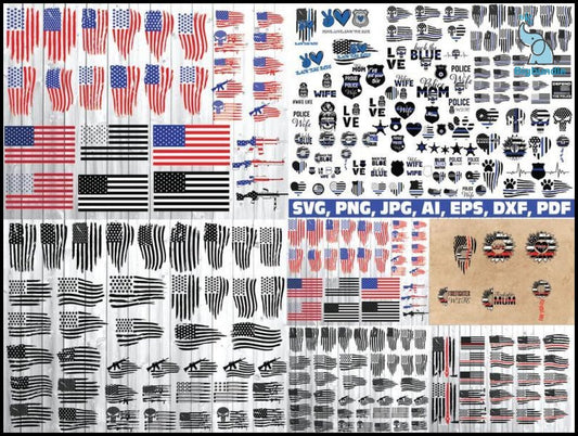 999+ bundle american flag svg, distressed flag svg, police svg, firefighter svg