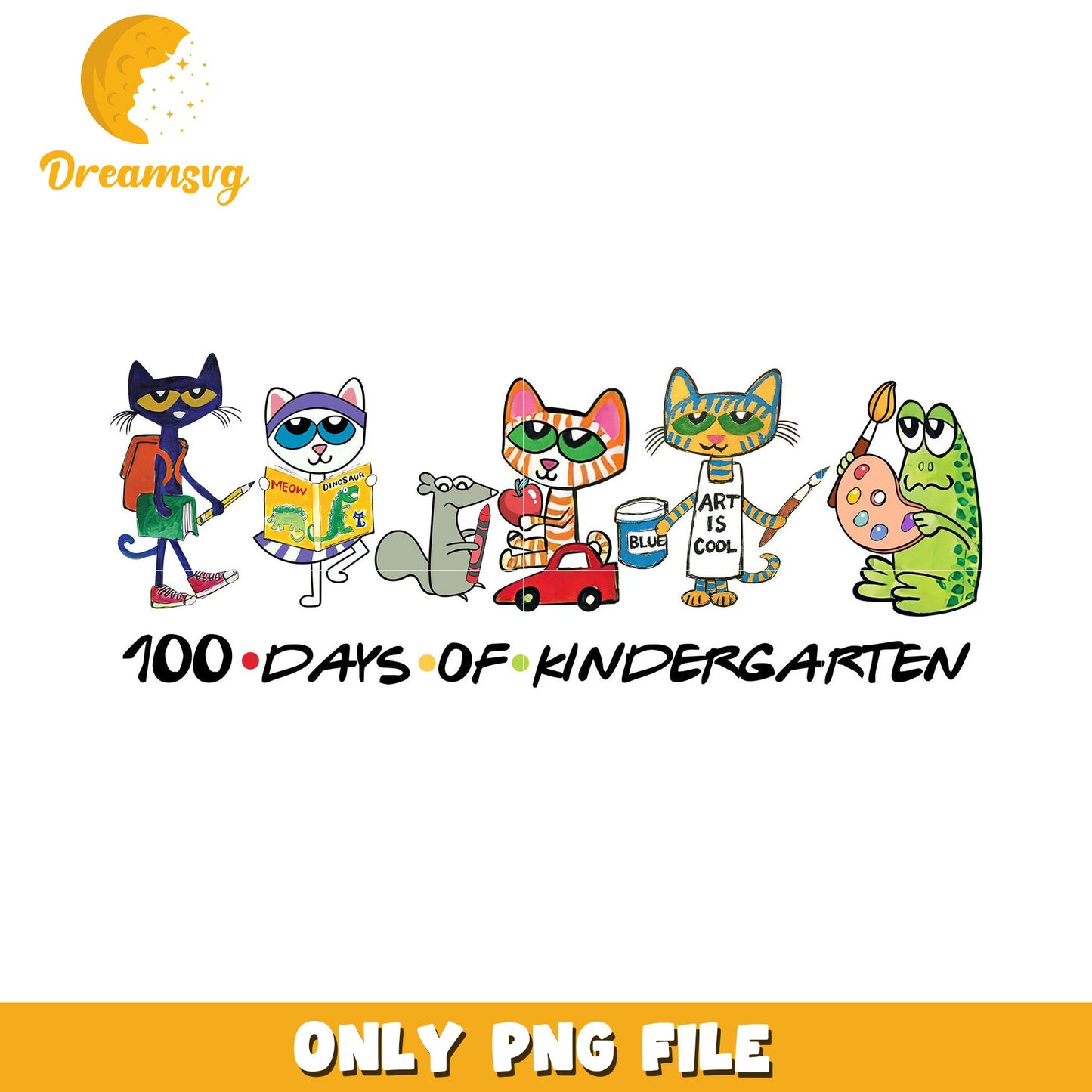 100 Days Kindergarten PNG Cute Cats
