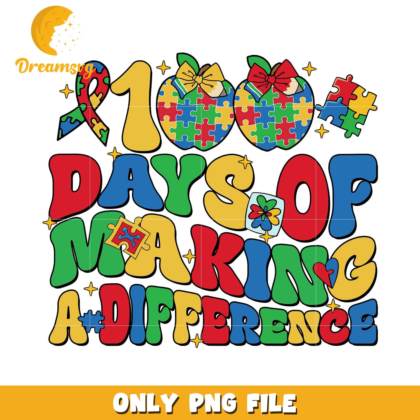 100 Days Making a Difference Autism PNG