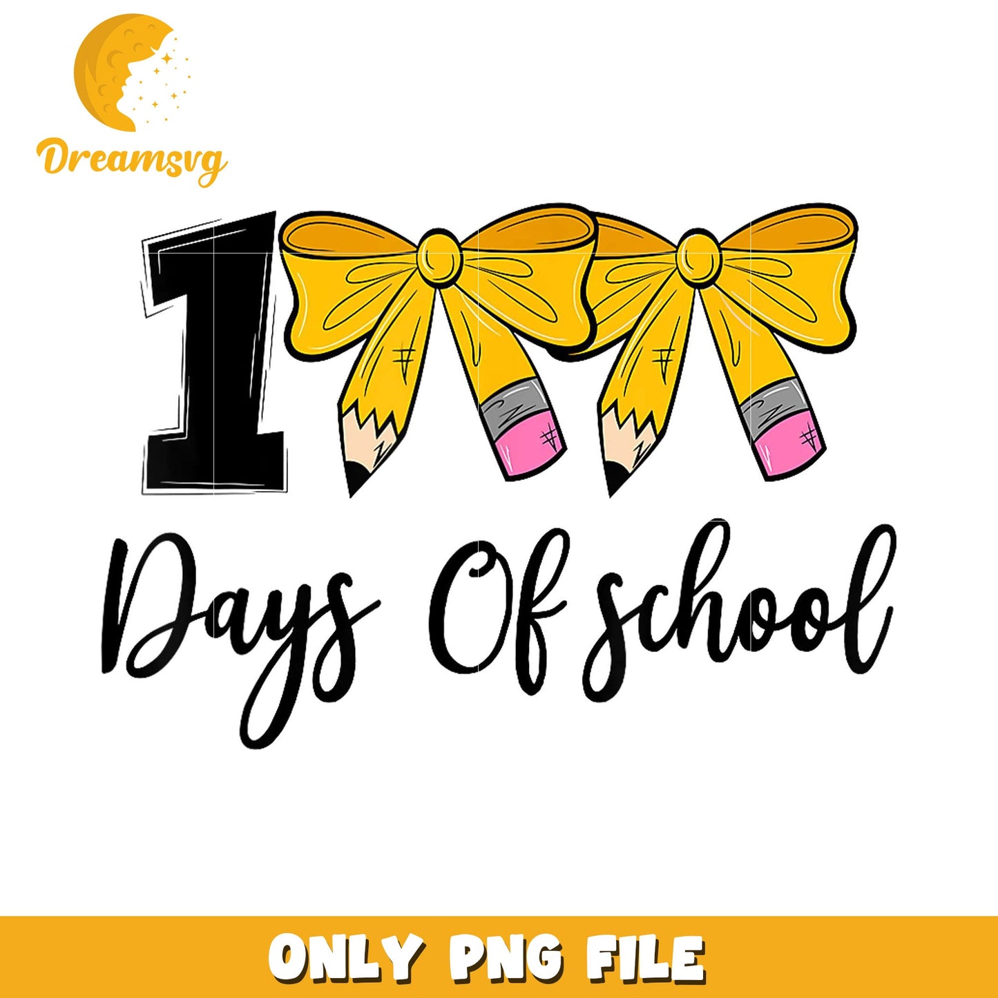 100 Days of School Celebration PNG with Pencils and Bows