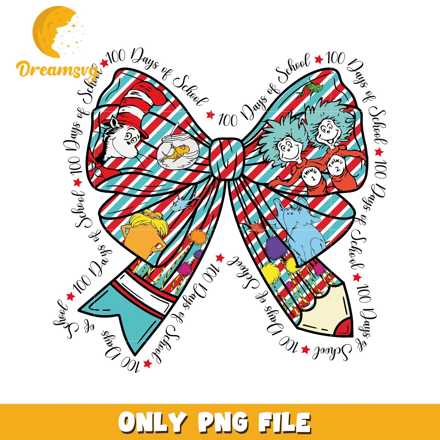 100 Days of School PNG Bow Clipart