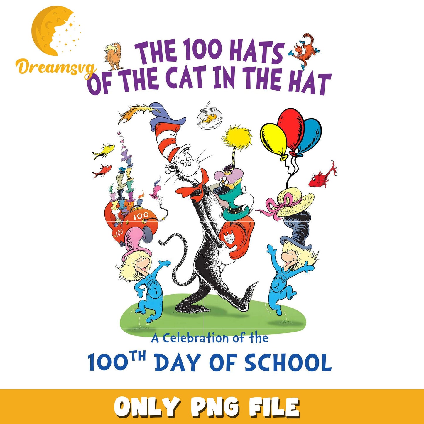 100th Day School Cat Hat PNG