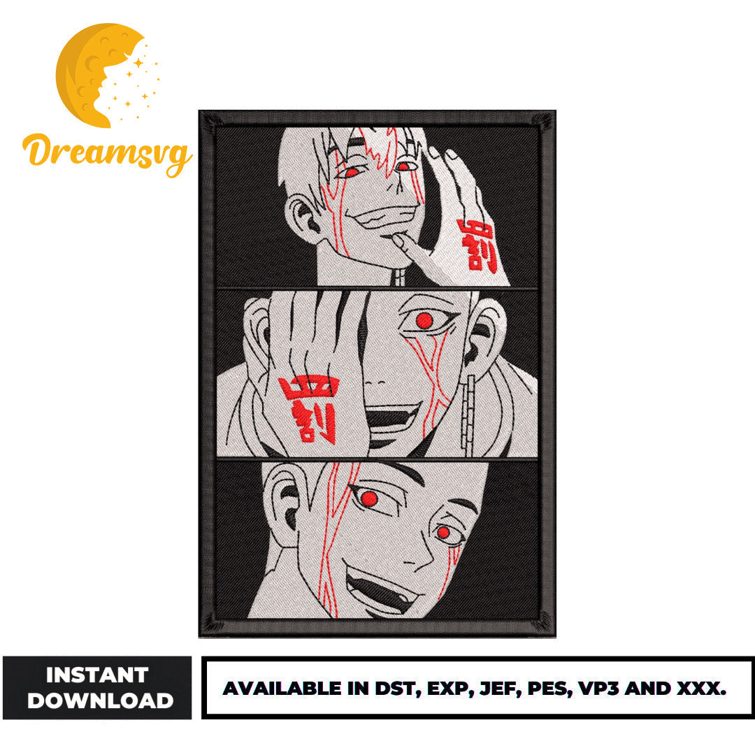 Shuji Hanma face embroidery design