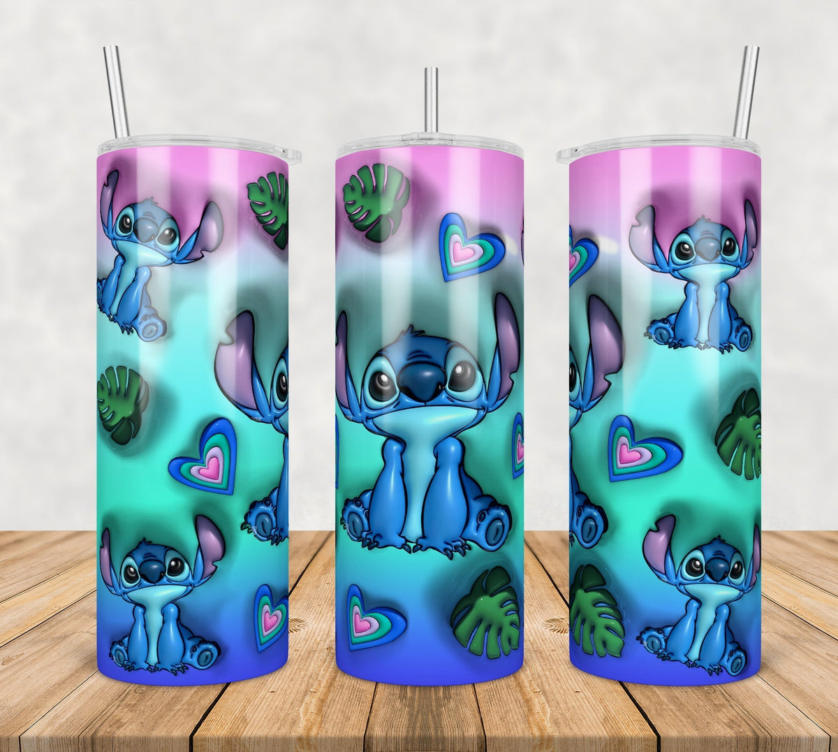 Disney Stitch Inflated 3D Tumbler Wrap Png, SG100723107