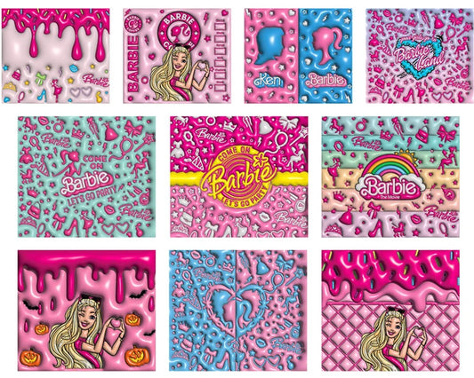 3D Inflated Barbie Tumbler Wrap | 3D Barbie Tumbler Wrap | Instant download