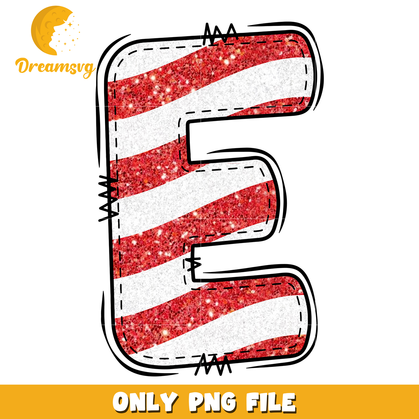 Letter E 4th of july png design