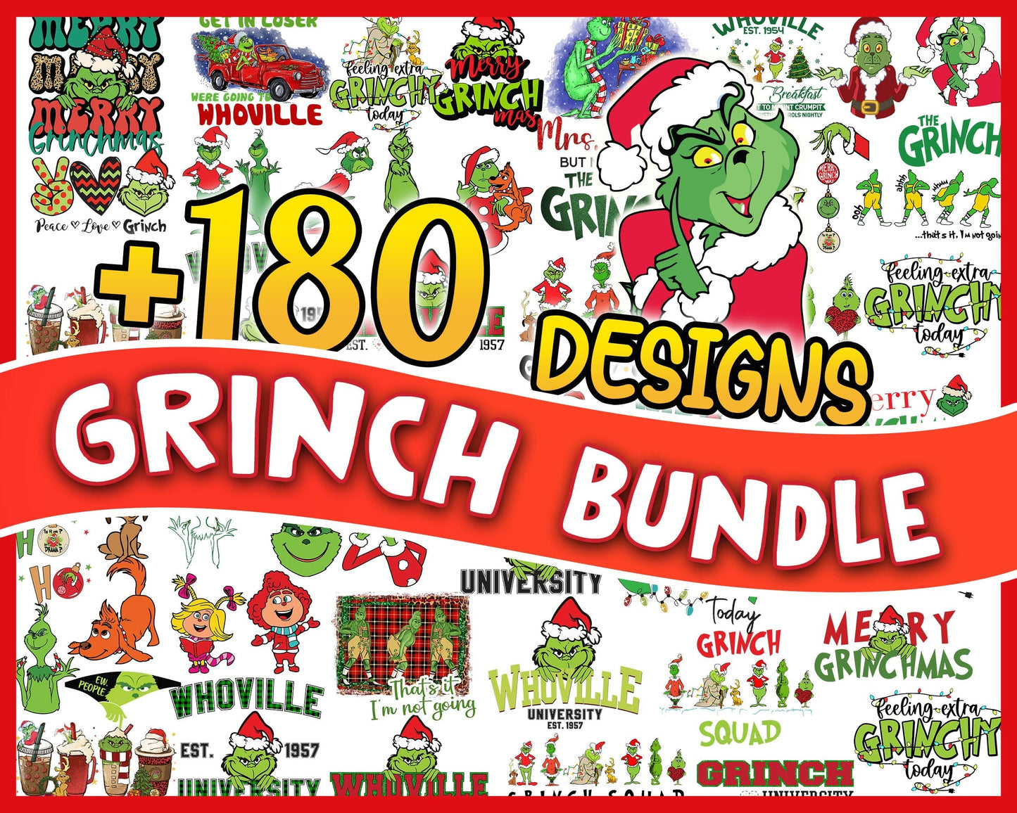 180+ Grinch Bundle SVG, Grinch SVG, Grinchmas Cutting Image, Christmas Grinch svg, png, eps, dxf CRM24112201