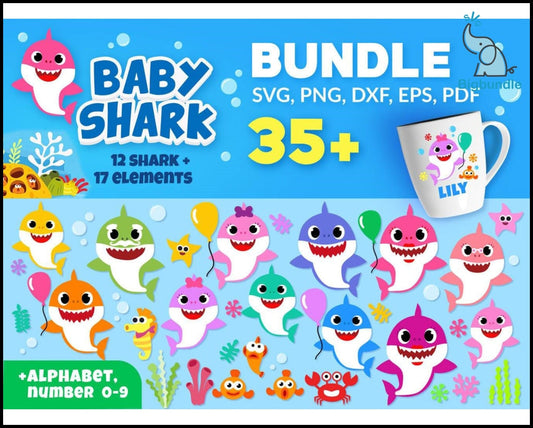135+ Baby Shark SVG Mega Bundle, Bundle svg, eps, png, dxf