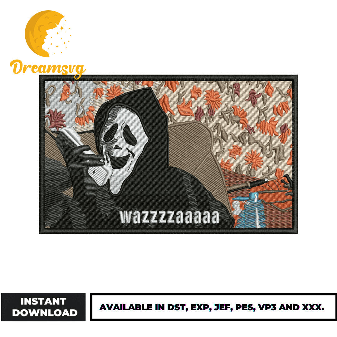 Ghostface call embroidery design
