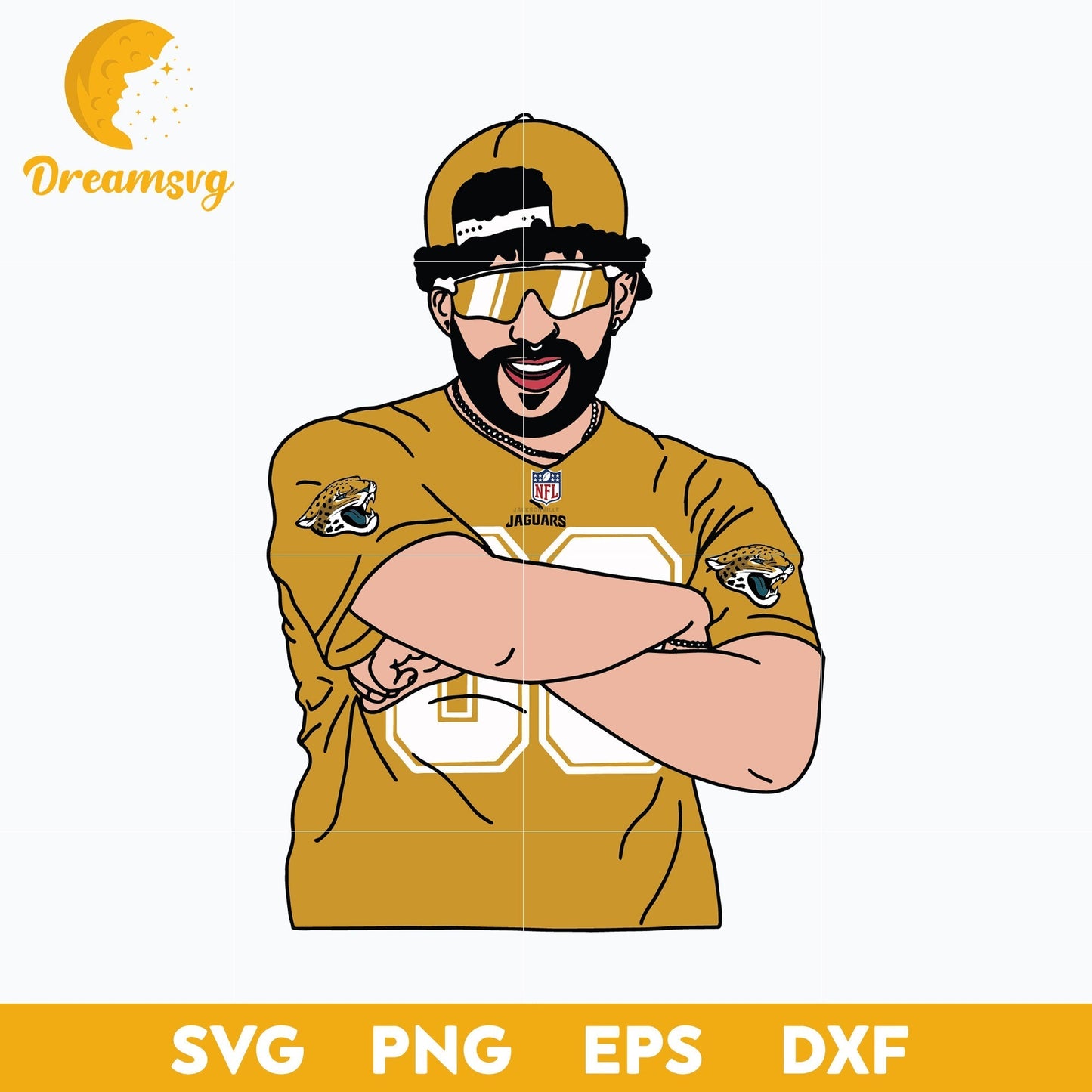 Bad Bunny Jacksonville Jaguars SVG, Jacksonville Jaguars NFL SVG, PNG DXF EPS Digital File