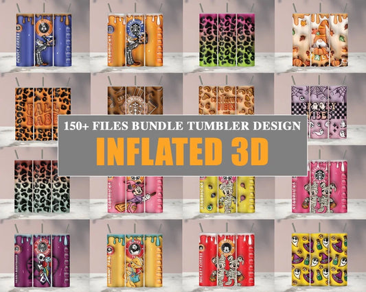150+ Files Bundle 3D Inflated Puff Sublimation Tumbler Design Download PNG