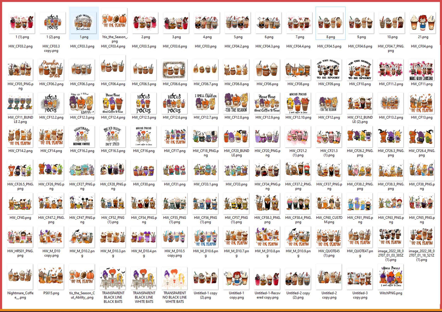 Mega 165+ Coffee PNG bundle, kinds of coffee digital bundle, All designs bundle in PNG formats, Digital files