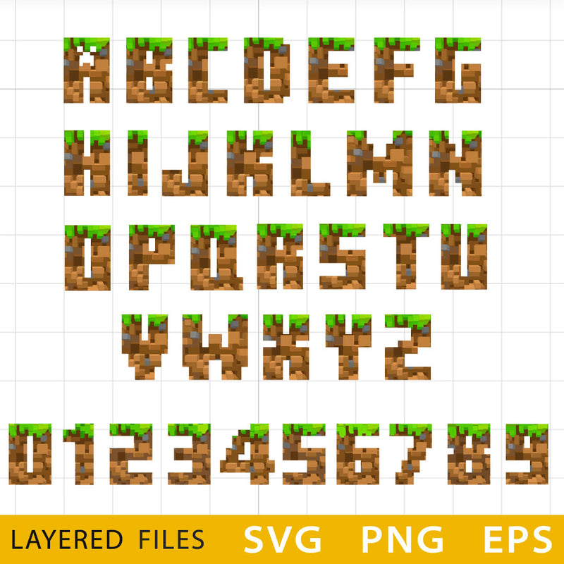Minecraft Alphabet SVG, Minecraft Font SVG, Minecraft Cricut files, Minecraft Alphabet PNG