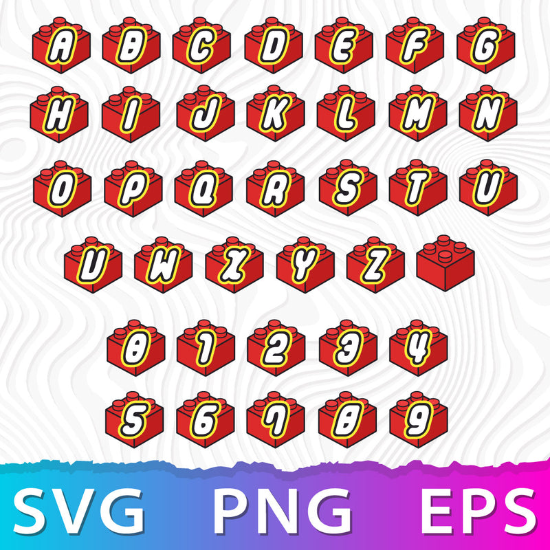 Lego Font for Cricut SVG, Lego Alphabet PNG, Lego Letters SVG, Lego Numbers SVG