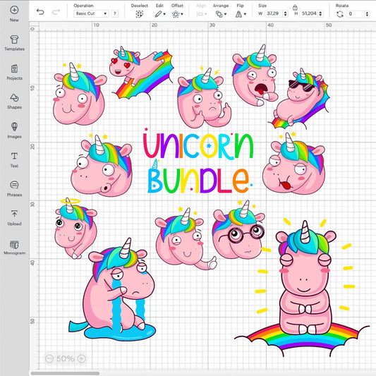 Rainbow Unicorn Svg Bundle, Unicorn Svg, Unicorn Face Svg, Unicorn Head Svg, Cute Unicorn Svg Cricut, Silhouette Vector Cut Files