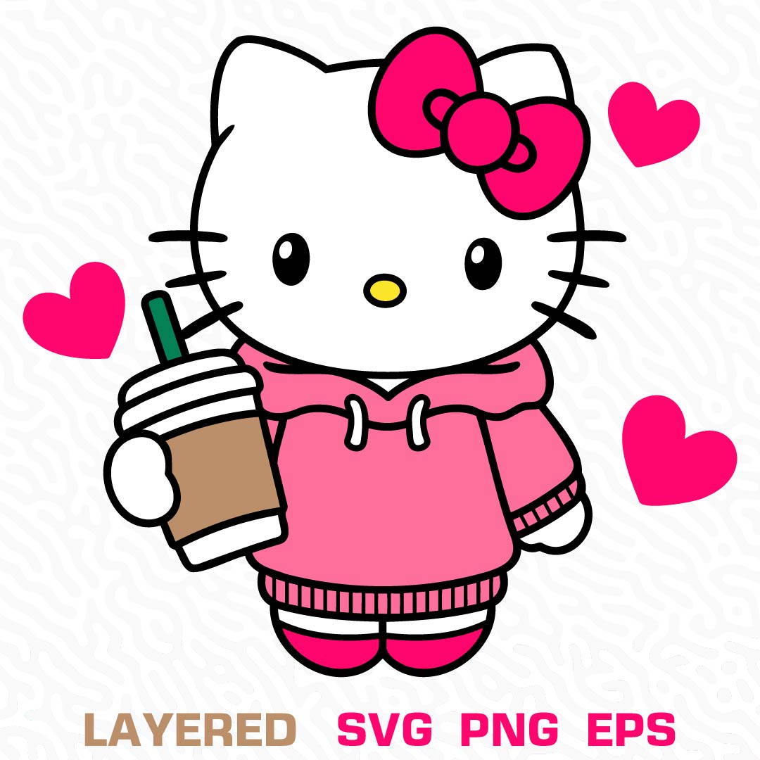 Hello Kitty Starbucks Coffee Cup SVG, Hello Kitty Starbucks PNG