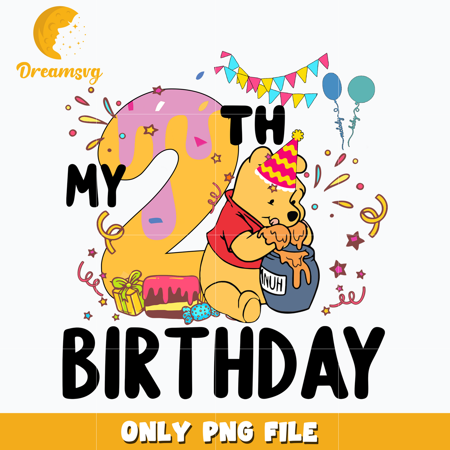 Winnie the pooh my 2nd birthday png