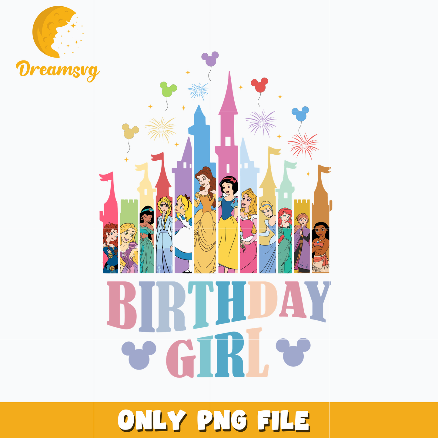 Disney princess castle birthday girl png
