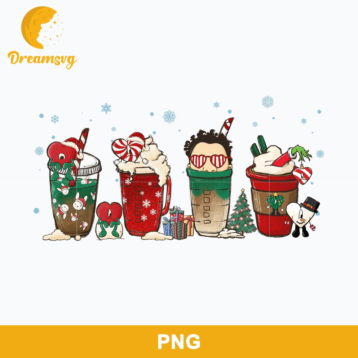 Bad Bunny Christmas Coffee PNG, Bad Bunny Christmas PNG