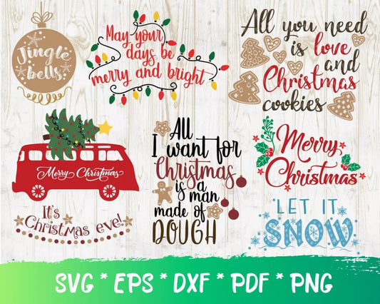 Christmas SVG & PNG Bundle, Christmas Tree SVG For Cricut, Merry Christmas PNG Transparent, Christmas Ornament SVG