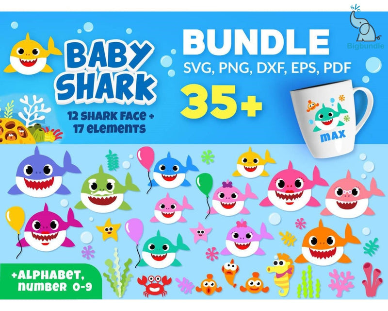 Baby shark svg bundle - Digital download