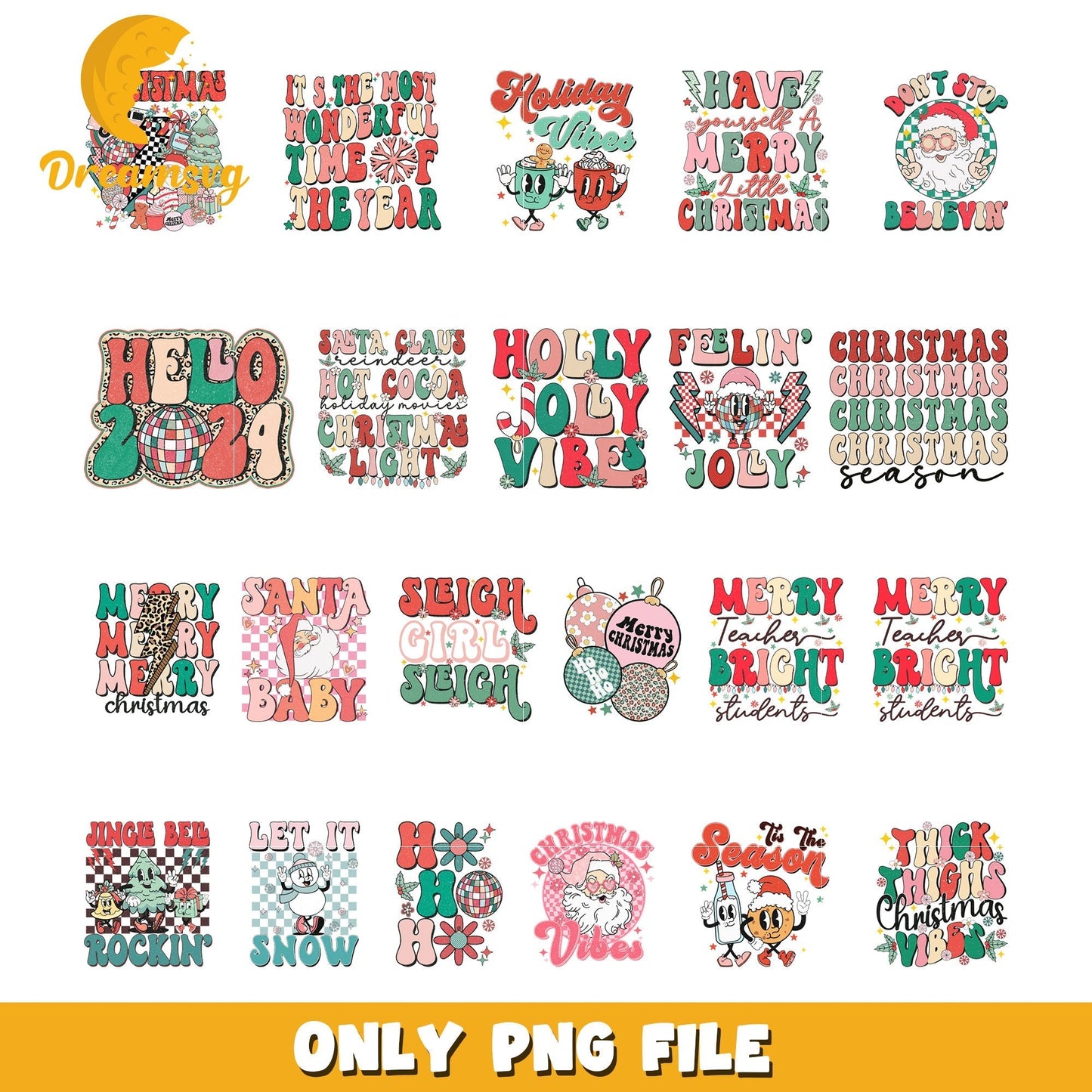 Holly dolly christmas bundle png, santa baby png, merry christmas png