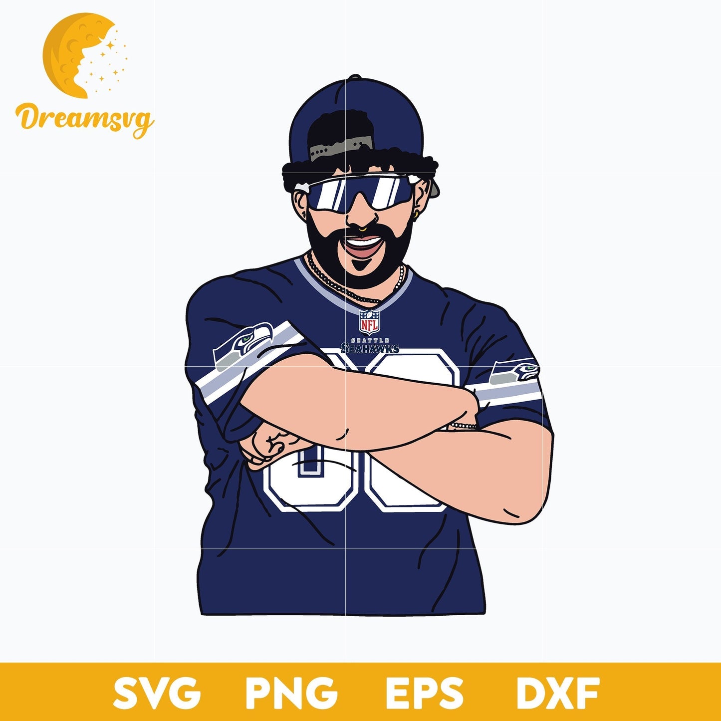 Bad Bunny Seattle Seahawks SVG, Seattle Seahawks NFL SVG, PNG DXF EPS Digital File
