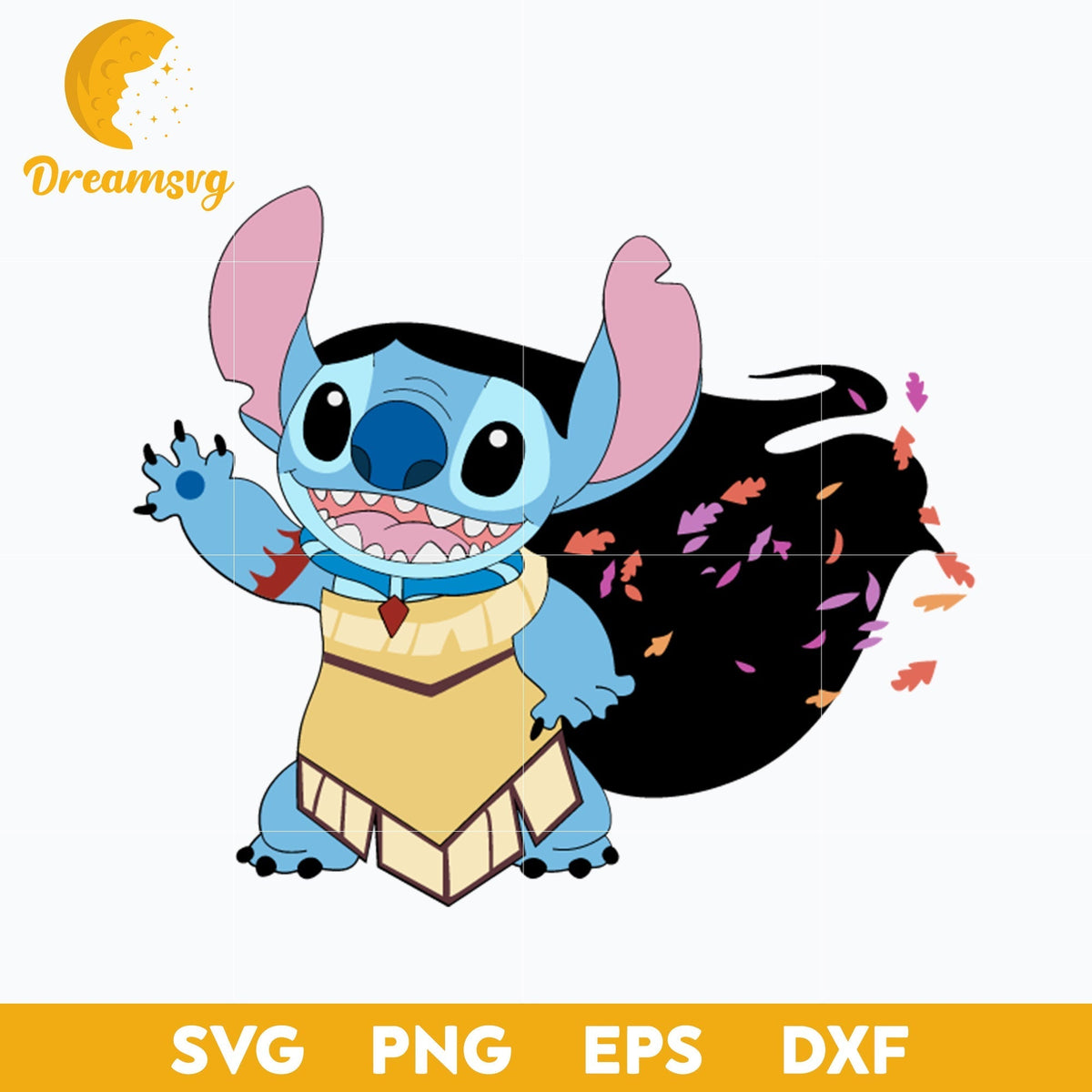 Stitch Princess Pocahontas SVG, Native Pocahontas SVG, Stitch Halloween SVG, PNG, DXF, EPS Digital File.
