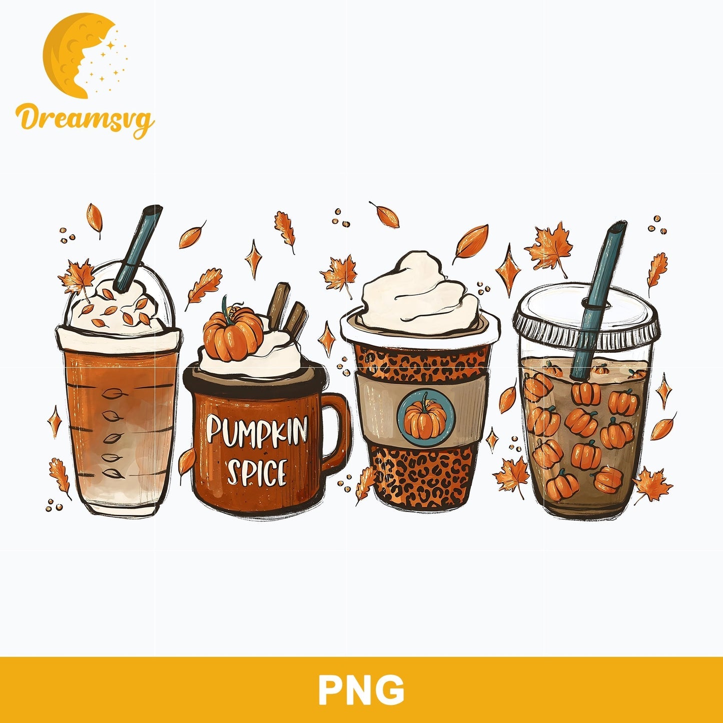 Pumpkin Spice Coffee Halloween Png, Fall Coffee Halloween Png Digital File.
