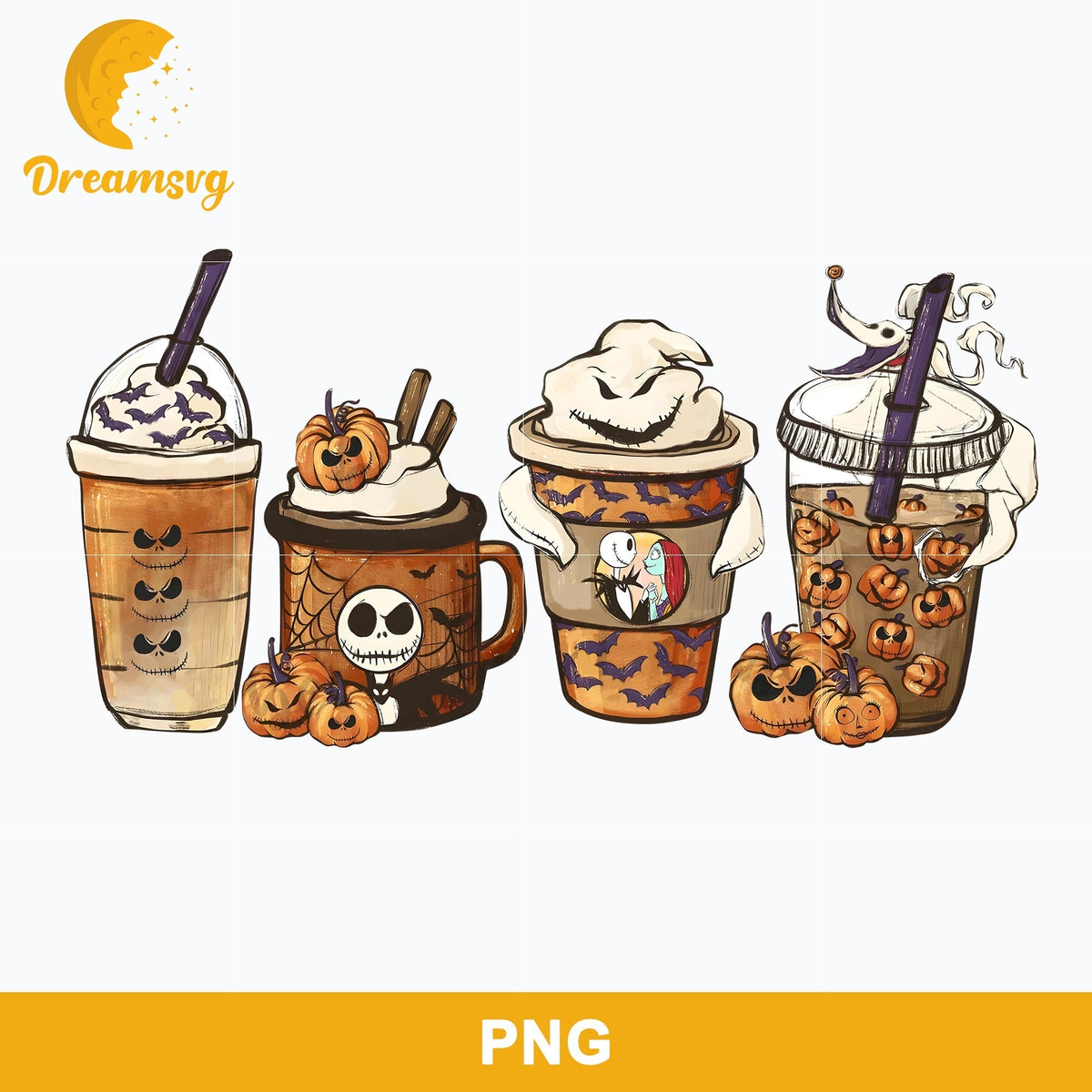 Jack Skellington Coffee Halloween Png, Fall Coffee Halloween Png Digital File.