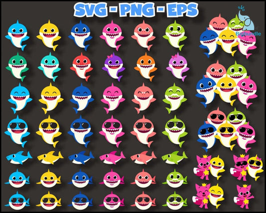 399+ Baby Shark SVG Mega Bundle, Bundle svg, eps, png, dxf