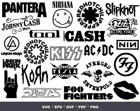 Rock Band Clipart Bundle, Rock Band PNG & SVG Cut Files for Cricut, Rock Band Silhouette Vector Cut Files