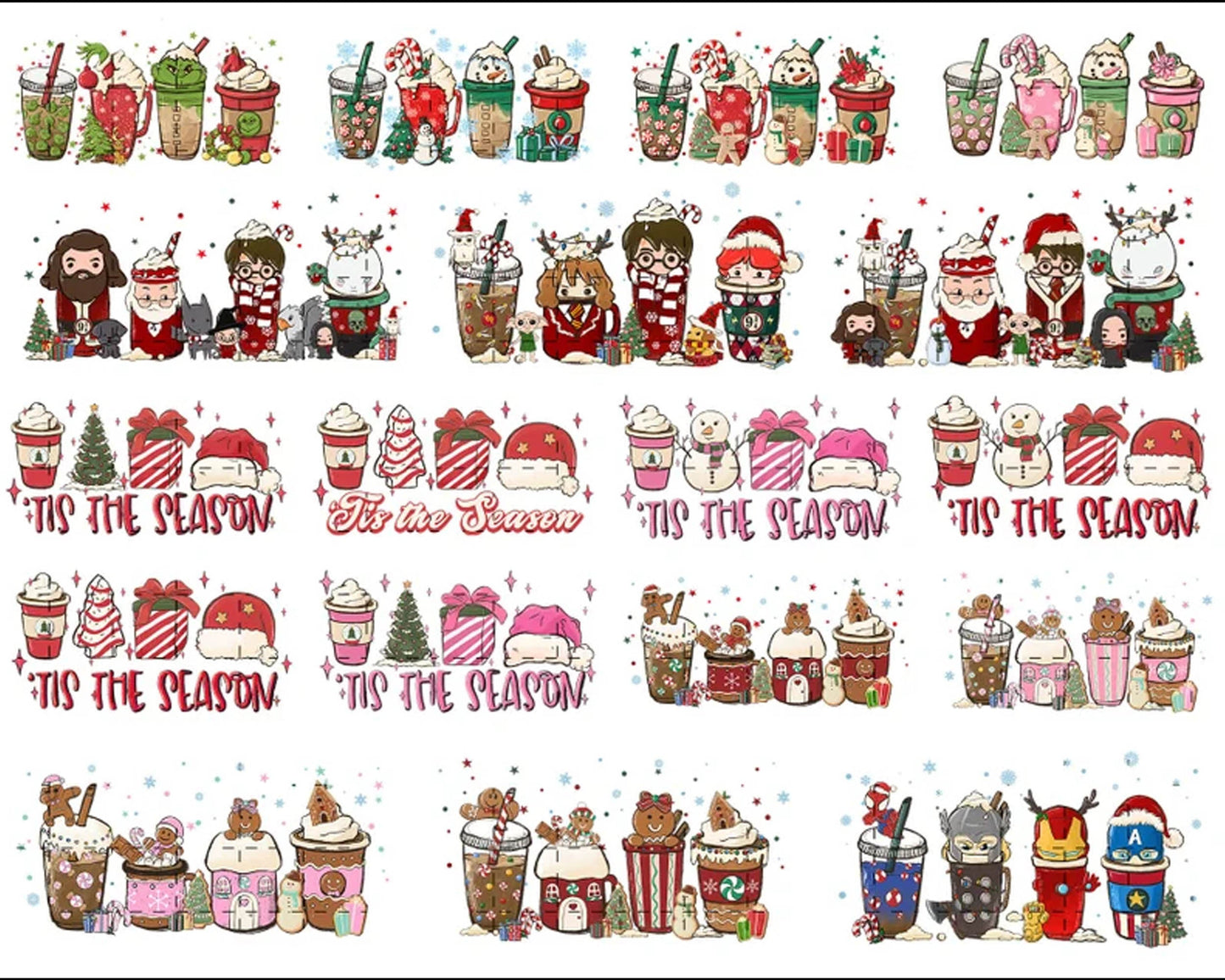 Version 2 - 40+ Christmas coffee PNG bundle, Christmas cafe digital bundle, PNG formats, Digital download