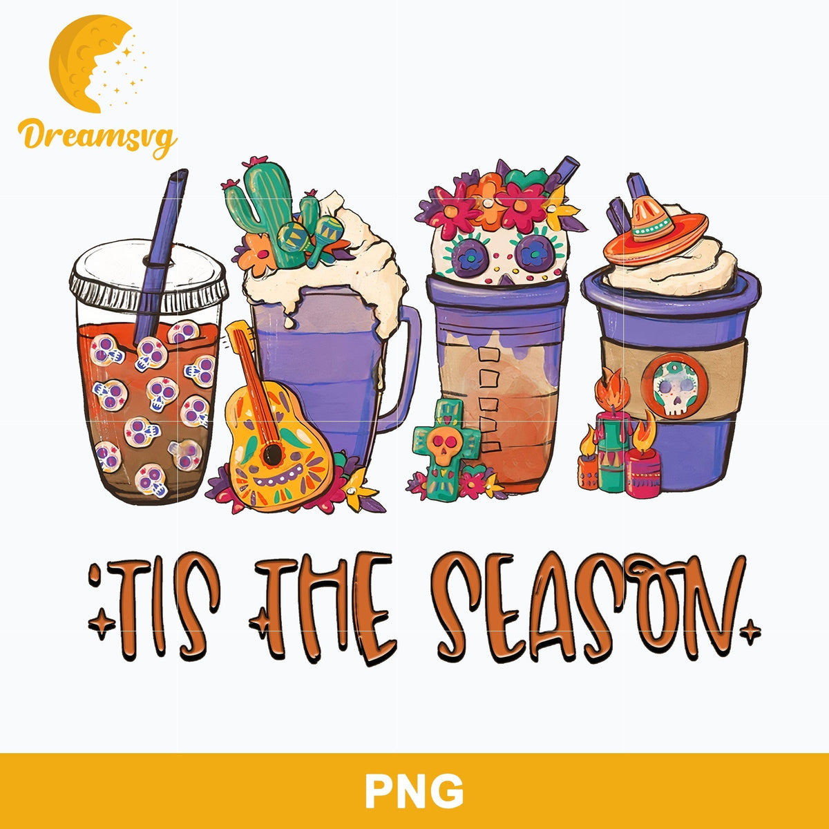 Tis The Season Png, Fall Coffee Halloween Png, Halloween Coffee Png Sublimation.
