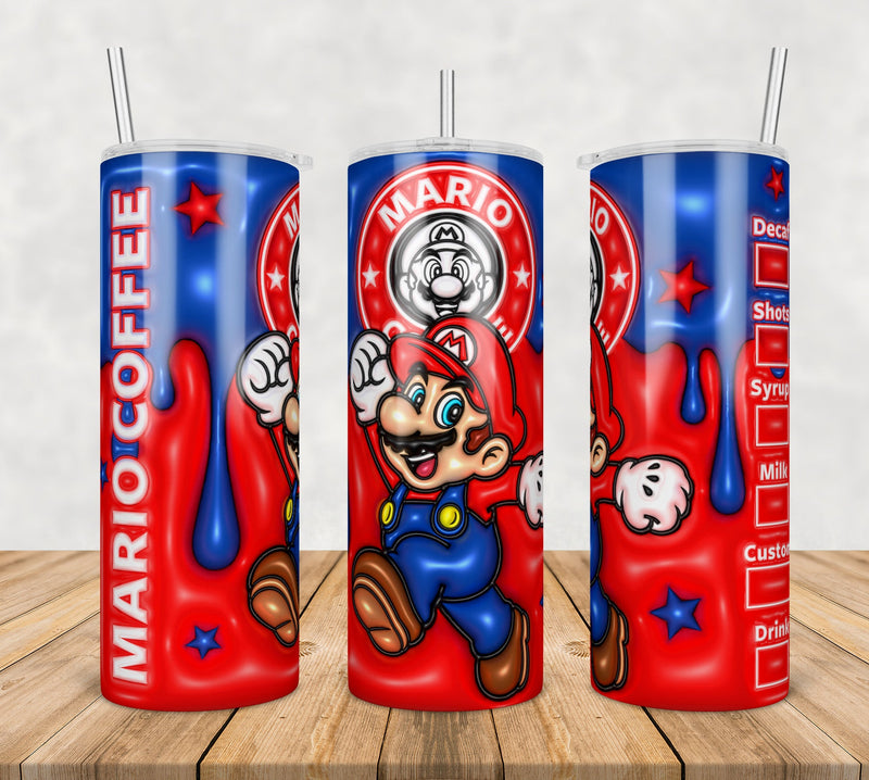 Super Mario Inflated 3D Tumbler Wrap Png, SG10072348