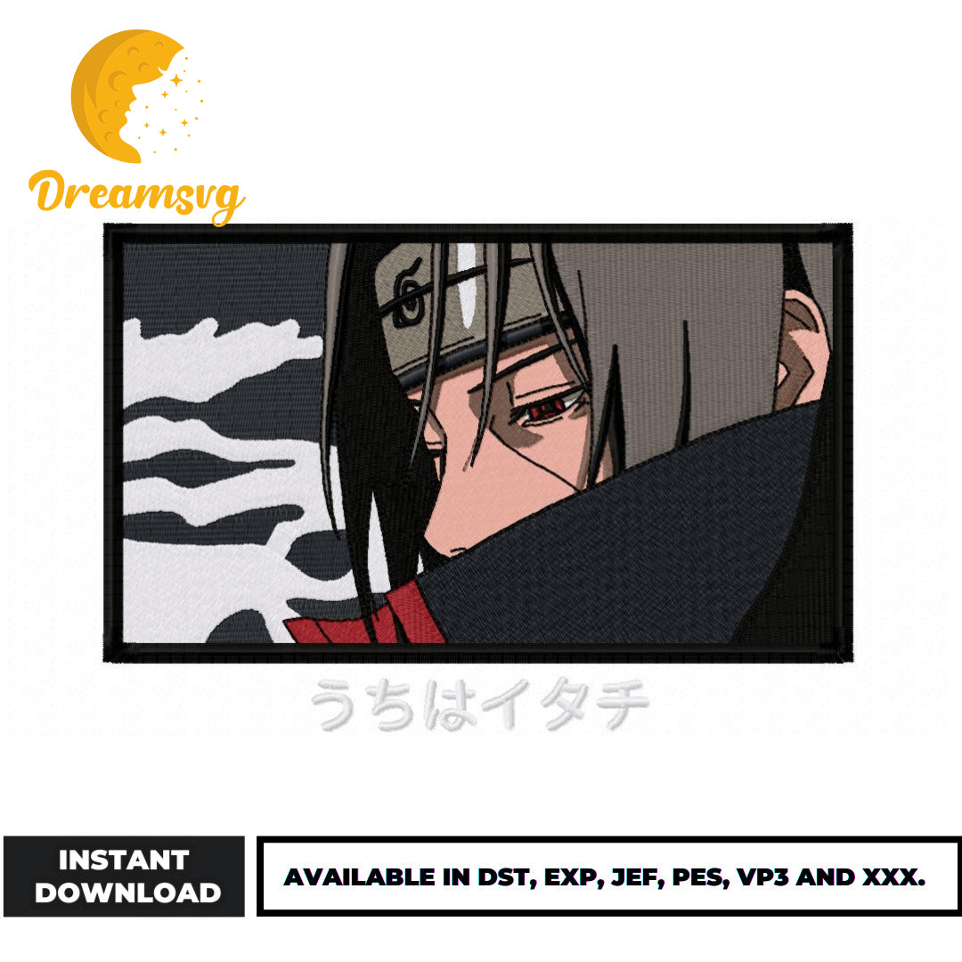 Itachi Uchiha sad embroidery design, Naruto embroidery