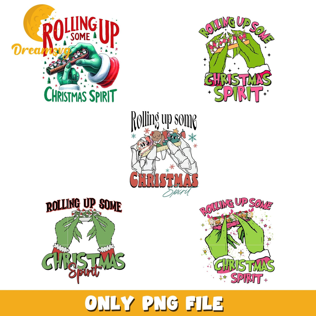 Grinch rolling up some christmas spirit bundle png, christmas spirit png