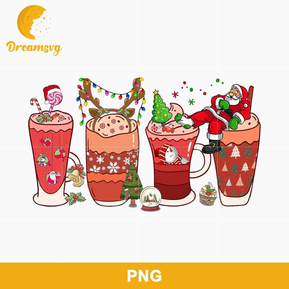 Christmas Coffee Drink Png, Santa Sleep Png, Christmas Tree Png, Christmas Candy Png File