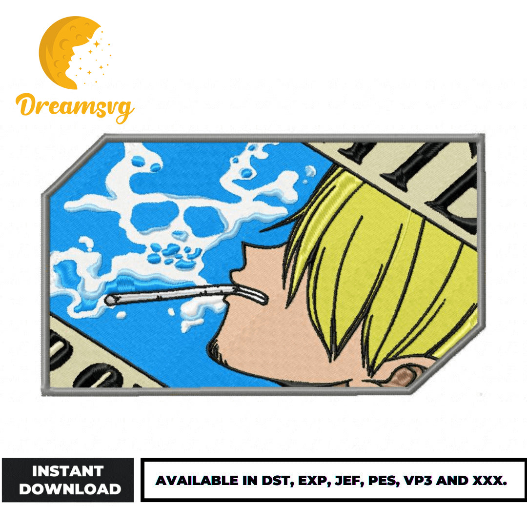 Sanji smoking embroidery design