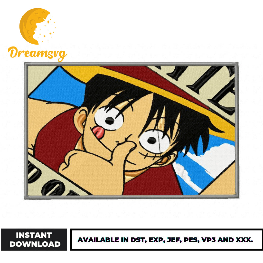 Luffy smile embroidery design