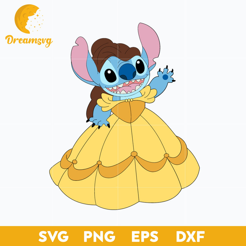 Stitch Princess Belle SVG, Stitch Suit Belle SVG, Stitch Halloween SVG, Halloween SVG, PNG, DXF, EPS Digital File.
