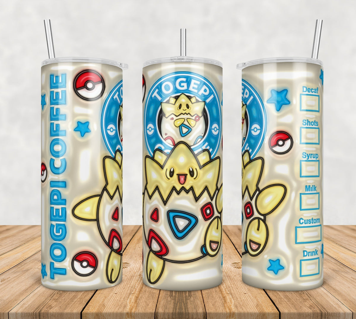 Pokemon Togepi Inflated 3D Tumbler Wrap Png, SG10072388
