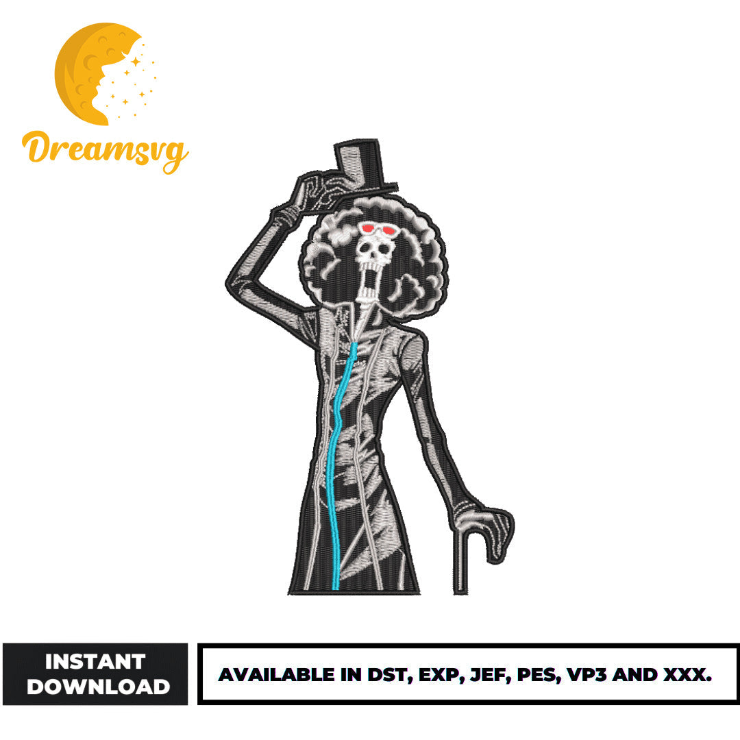 Brook anime embroidery design