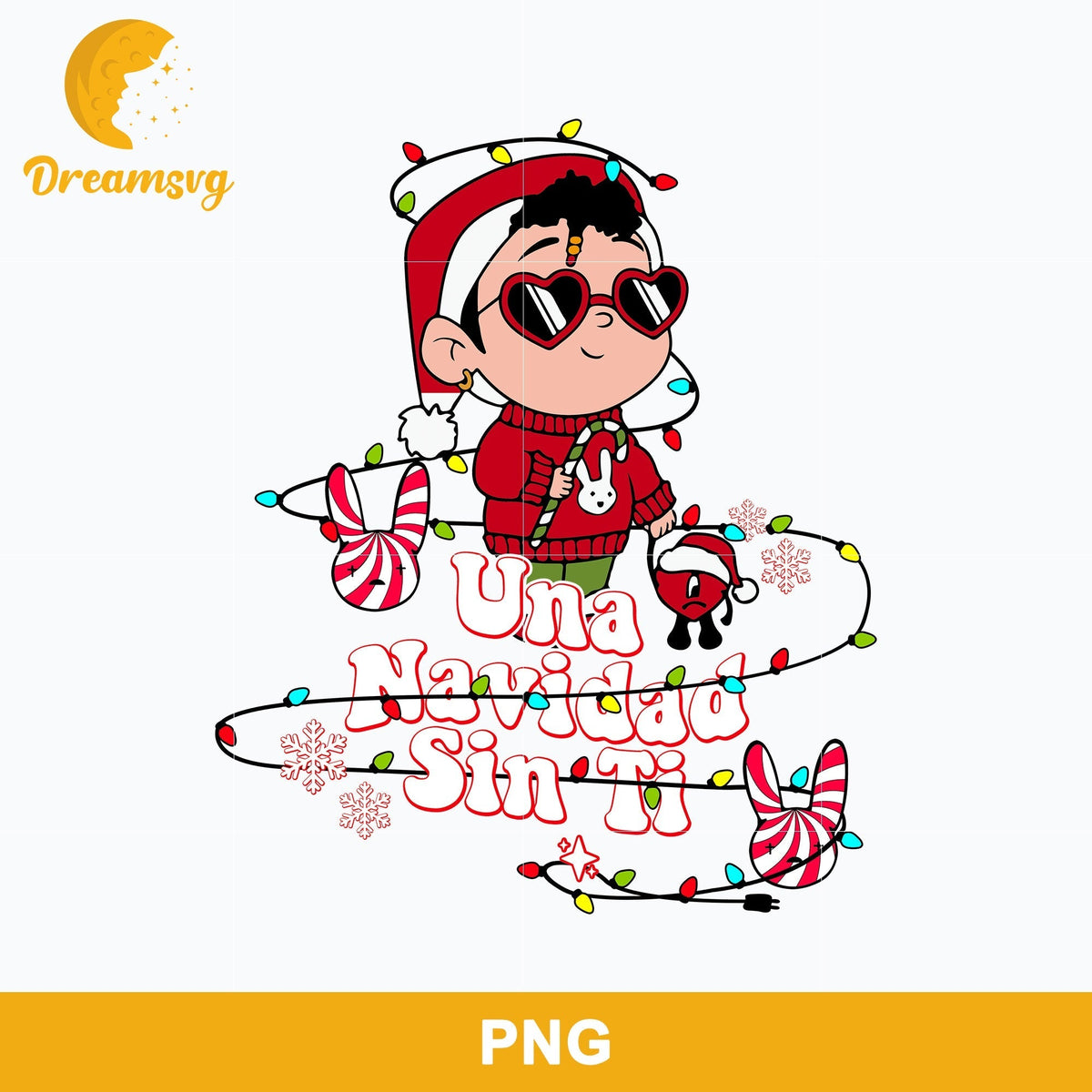 Una Navidad Sin Ti Baby Benito Lights PNG, Bad Bunny Christmas PNG