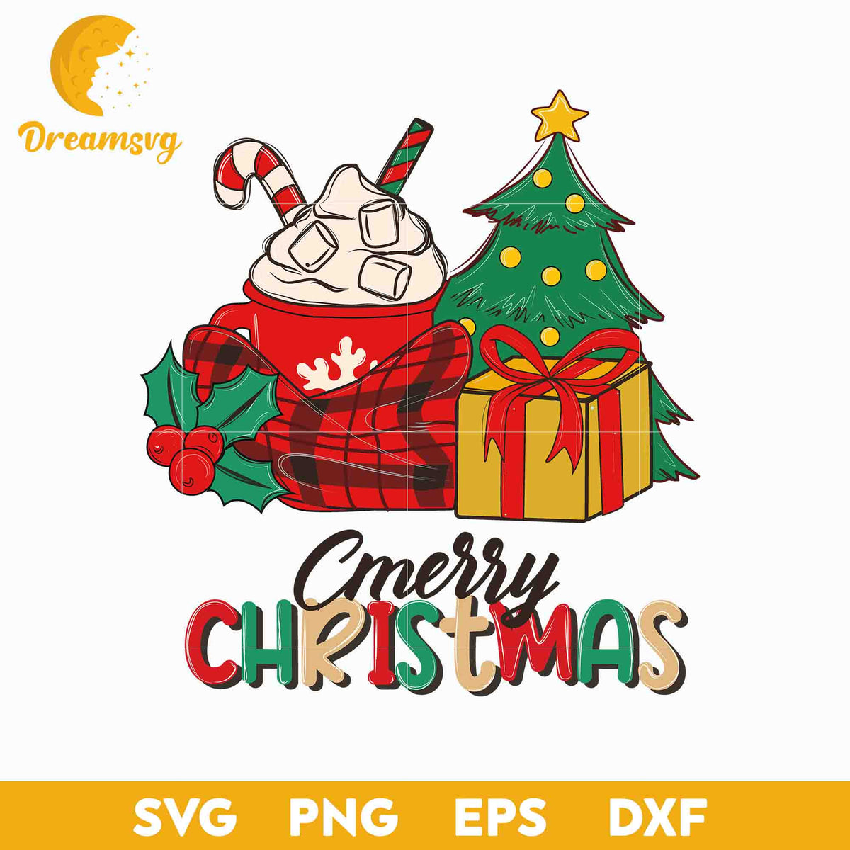 Merry Christmas Coffee Mug Gift Christmas Tree SVG, Christmas SVG.