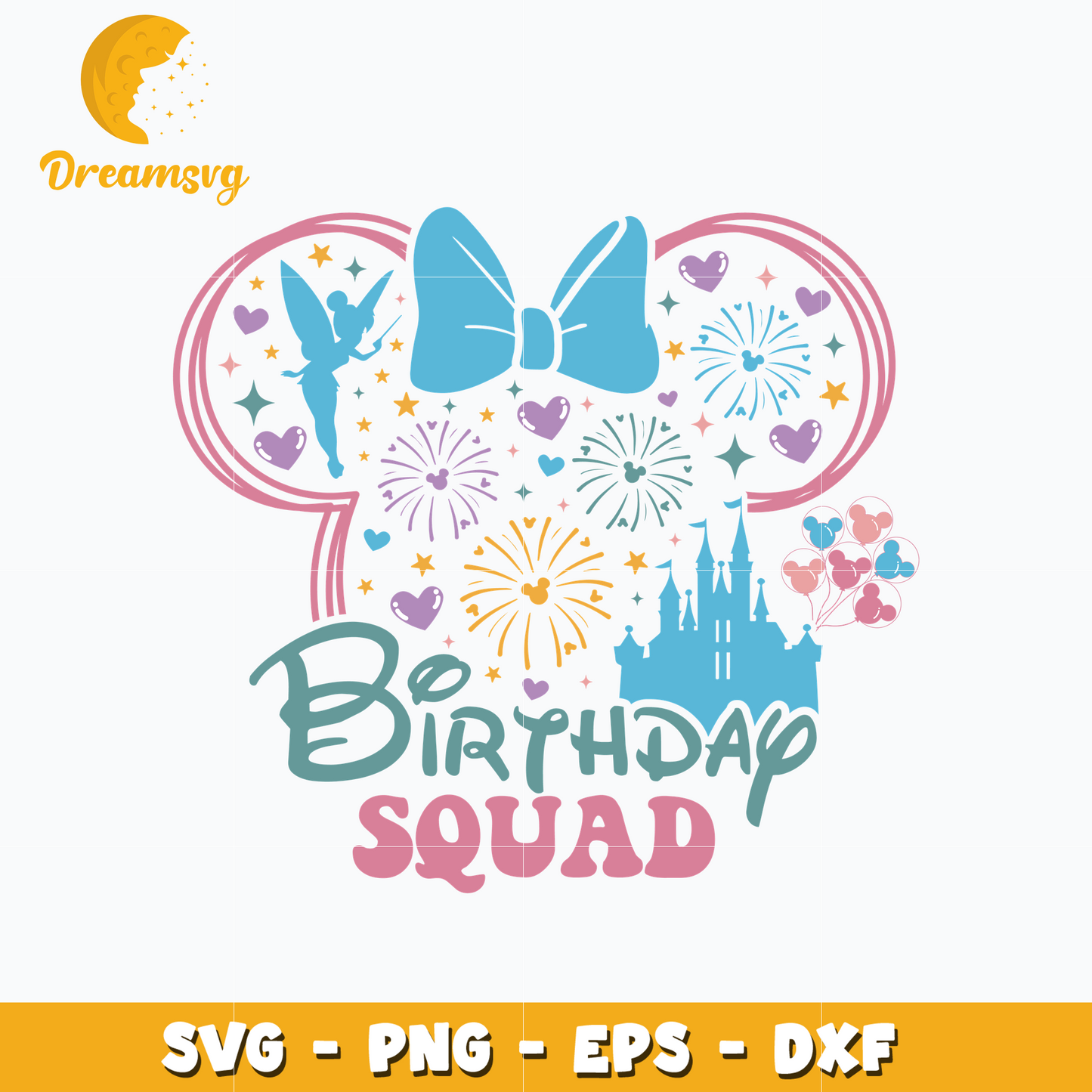 Minnie head castle birthday squad svg
