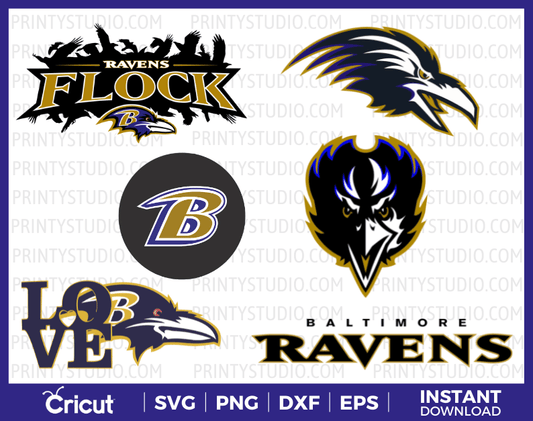Baltimore Ravens Clipart Bundle, PNG & SVG Cut Files for Cricut / Silhouette