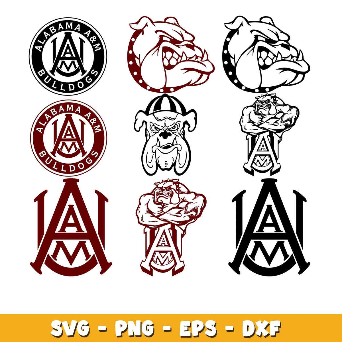 Alabama a&m bulldogs bundle svg, Alabama a&m bulldogs logo svg, ncaa svg
